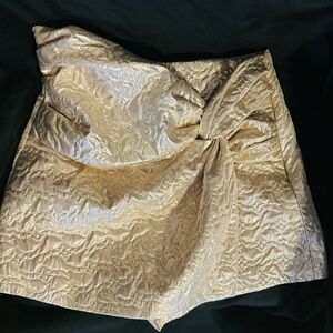 ZARA Gold Textured Mini Skort